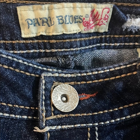 Paris Blues Dark Blue Distressed Skinny Jeans - Picture 9 of 10